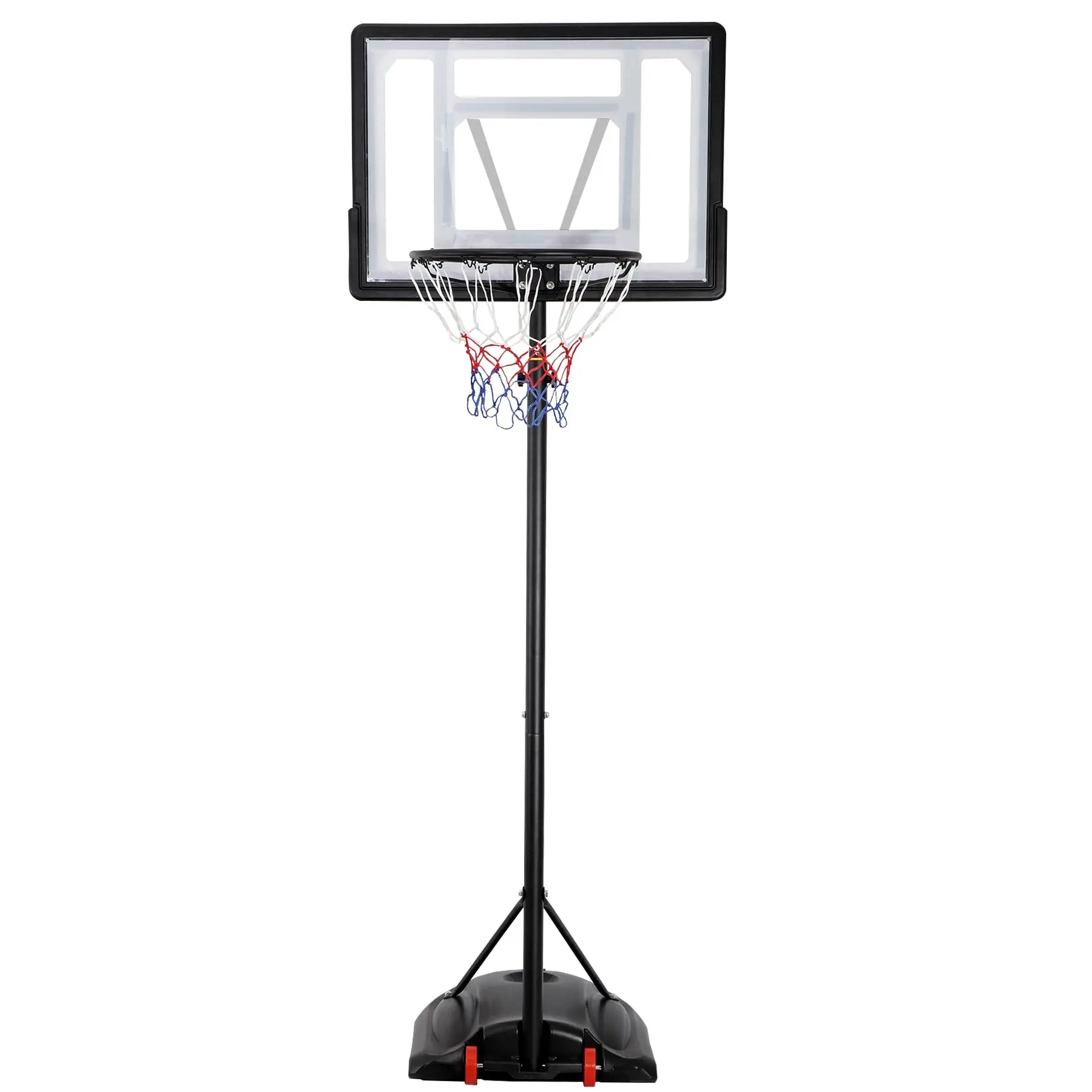 Z+Zeny Height-Adjustable Basketball Hoop System with Weighted Base, 7.2-9.2ft Range, Shatterproof PVC Backboard, Steel Pole, Collapsible Design, for Family Kids Outdoor Play, Indoor Outdoor Sports Equipment, All Ages