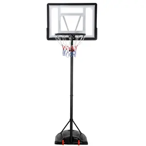 ZENY 7.2-9.2ft Basketball Hoop System Height Adjustable PVC Backboard for Adult Kids