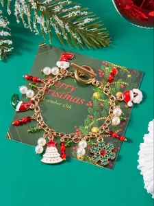 Christmas Tree Santa Pendant Bracelet, Holiday Jewelry for Important Occasions, Perfect Festive Accessory to Enhance Your Look