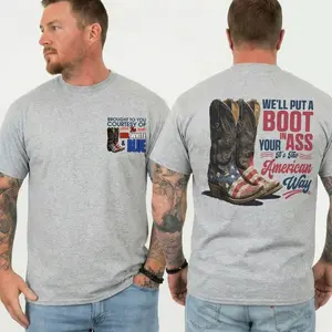 We’ll Put A Boot In Your Ass T-Shirt, Toby Keith Patriotic Tee, 4th of July USA Flag Shirt, Father’s Day Gift for Dad, Men Wear Unisex Cotton Vintage Cowboy Graphic Top