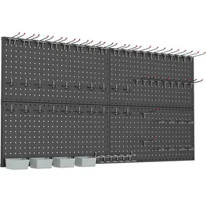 Pegboard Kit with Accessories for Wall, Pegboard System for, Workbench, Modular Peg Board Tool Organizer Board with(Black)