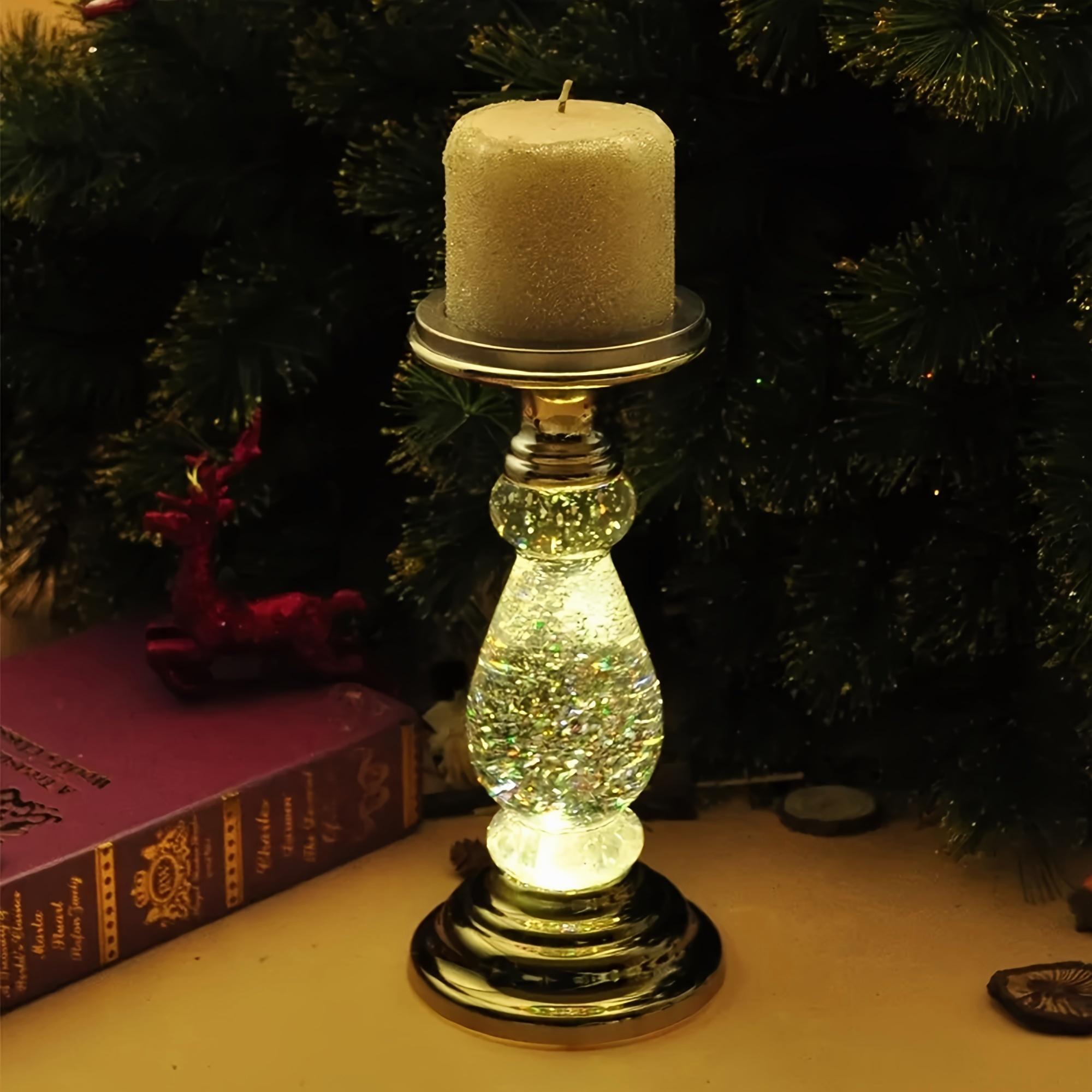 Elegant LED Swirling Candle Holder with On/Off Switch – Polished Acrylic Base, Fits 3-Wick Candles, Perfect for Home Décor & Holiday Gifts