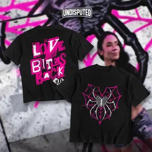 UNDISPUTED AJ Lee Love Bites Back Heavy Cotton Double Sides Unisex T-shirt For Wrestling Fan AJ Mendez Return Appare Simple Tee for Him & Her