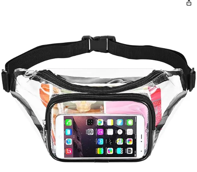 Women's Transparent PVC Fanny Pack - Waterproof Crossbody Sling Bag with Adjustable Strap, 2 Zipper Pockets, Front Pocket, Secure Buckle Closure, Waterproof Pouch for Travel, Sports Events, Bum Bag, Accessories For Women, Foldable, Athletic, Plain, Basic,