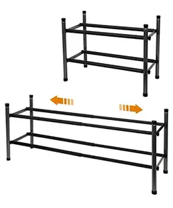 2 Tier Adjustable, Expandable, Stackable Shoe Rack Organiser, Sturdy and Durable Metal Shoe Organiser for Vertical Shoe Racks for Bedroom / Closet / Dorm Room / Entryway / Doorway