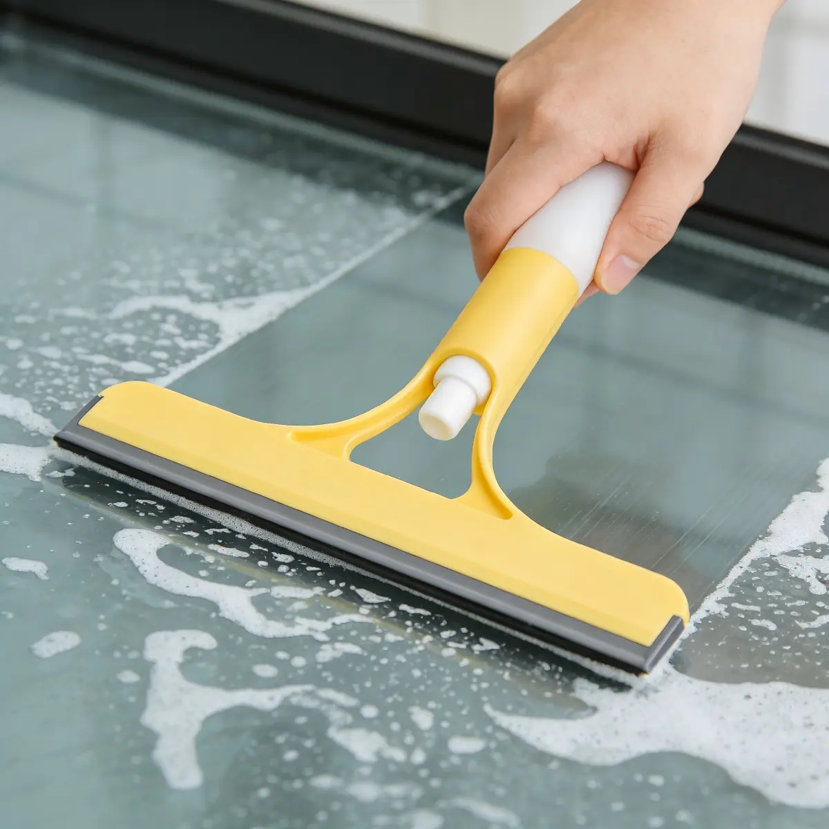 3-in-1 Spray-Integrated Multifunctional Scrubber Squeegee Combo Tool - Household Cleaning Tool, All Purpose Cleaning and Drying Squeegee, White & Yellow Options, for Mirror/Shower, Free Samples Included, Cleaning And Drying Squeegees