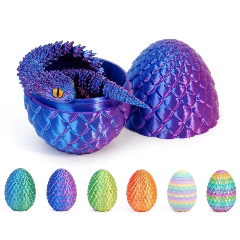 3D Printing Action Figure Snake Egg Toys Creative Stress Relief Anime Figures Moveable Rotation Desktop Ornaments Gift #TTMN