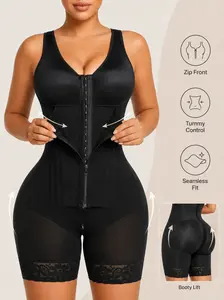 Azazie Zip Front Shapewear Bodysuit for Women, Tummy Control Waist Cincher with Built-in Bra, Butt Lifter Lace Shorts