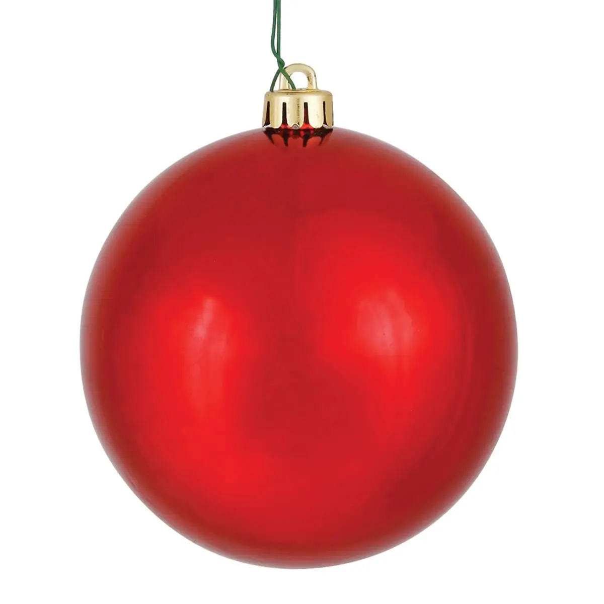 212 MAIN Christmas Ornaments - 6 in. Red Shiny Plastic, UV-Drilled, 4-Piece per Bag, Modern Holiday Home & Party Festive Decorations