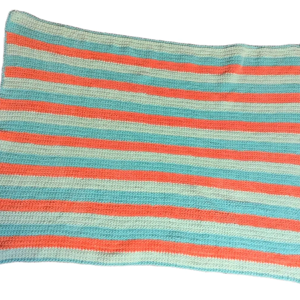Crochet Plush Blanket Soft & Cozy Striped Design for Home Decor 40.5x57.5 Inches 100% Polyester Yarn