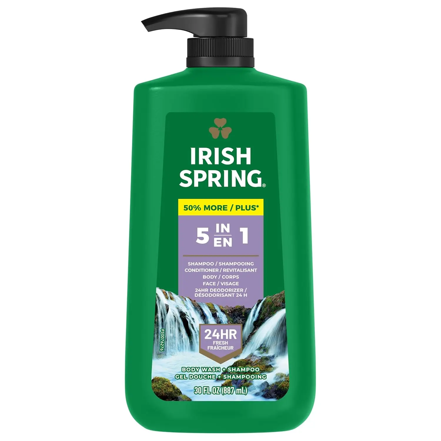 Irish Spring 5 in 1 Body Wash for Men - 30 Oz Pump, Paraben Free, Moisturizing, 24-Hour Deodorizer, Suitable for Face & Body Cleansing - Daily, Cleanser