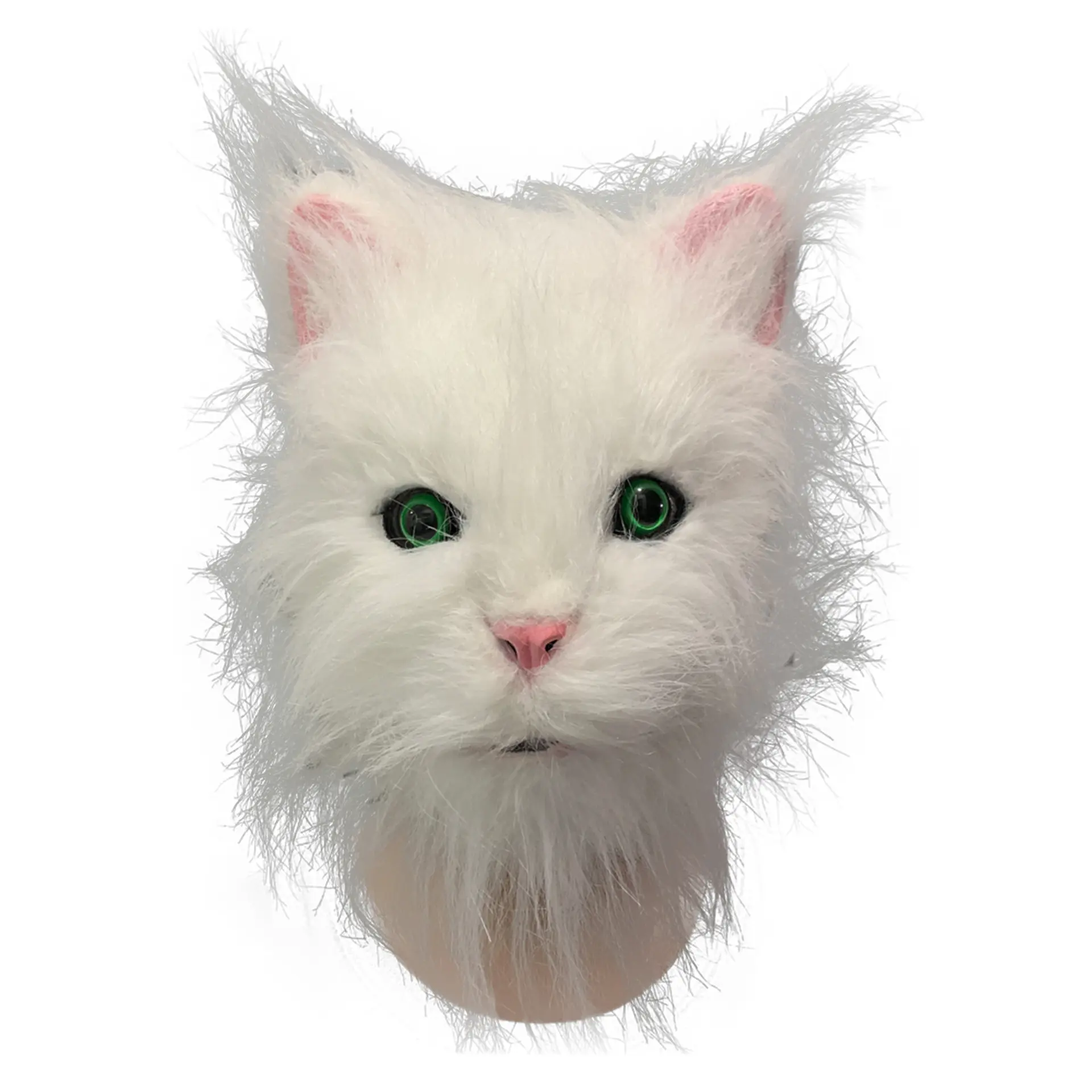 Funny Painted Cheshire Latex Cat Mask - Lightweight Hand-Held Halloween Party Headgear, Fashion Face Covering Accessory (White, Black)