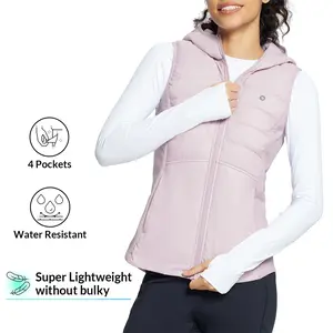 baleaf Women's Puffer Vest Hooded Running Vests Slim Fit Fleece Sleeveless Lightweight Jacket Fall Winter Outdoor Lounge Dailywear  Minimalist Basic Outerwear