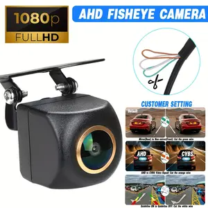 Fisheye Car Backup Camera - Front & Rear View Reverse Camera with Night Vision, Parking Guide Lines, Wide Angle for SUV, RV, and Pickup Truck, Vehicle Safety System