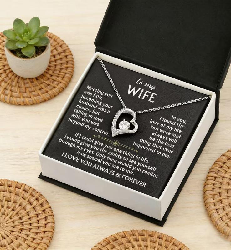 To My Wife Necklace from Husband,Meaningful Message Romantic Jewelry Gift for Wife,Perfect for Birthday Christmas Valentine's Day Anniversary
