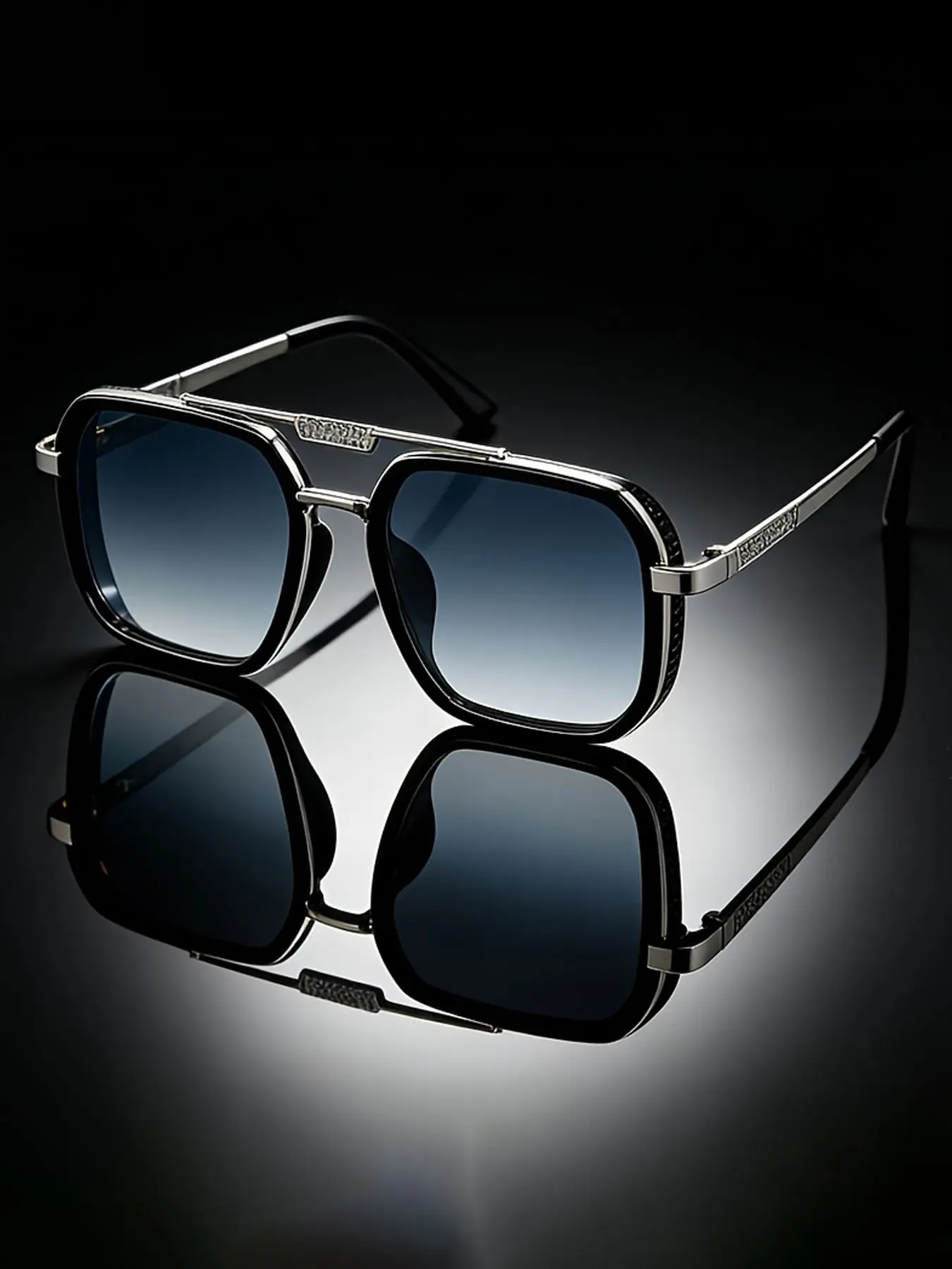 New Classic Retro Square Metal Double Bridge Small Frame 