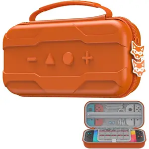 Switch 2 Carrying Case Compatible with Nintendo Switch 2(2025), with 20 Games Cartridges Protective Hard Shell Travel Carrying Case Pouch for Switch 2 Console Accessories, Orange ﻿