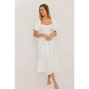 Hamilton Midi Dress in Off-White - Bump Friendly and Inclusive Sizing (S-2XL)