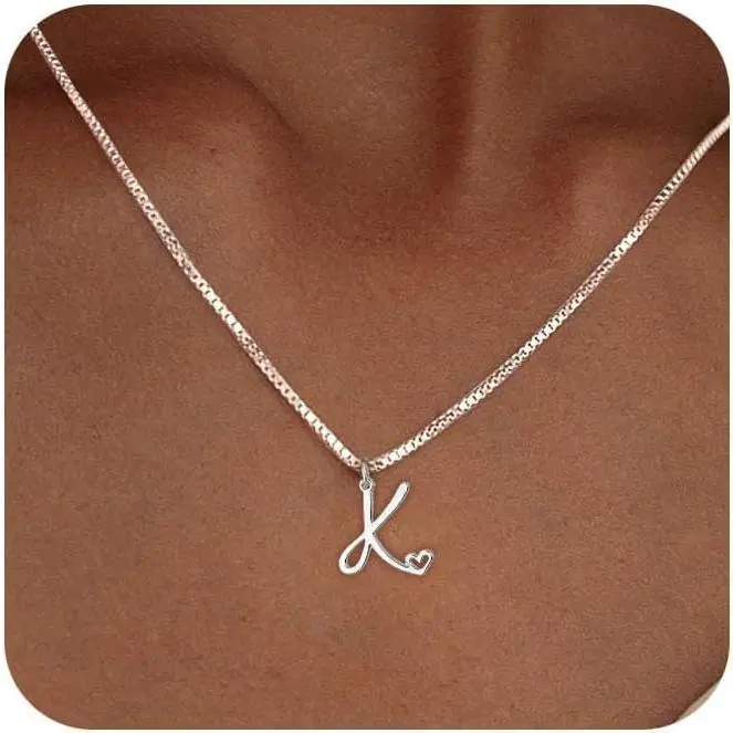 Initial Necklaces for Women Trendy, Dainty Silver Letter Necklace Cute Pendant Choker Name Necklace Personalized Costume Monogram Silver Jewelry Necklace for Women Valentines Gifts