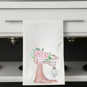 Pink Mixer Tea Towel – Floral Kitchen Towel for Bakers – Mother’s Day Gift – Cottagecore Baking Decor – Flour Sack Gift Towel