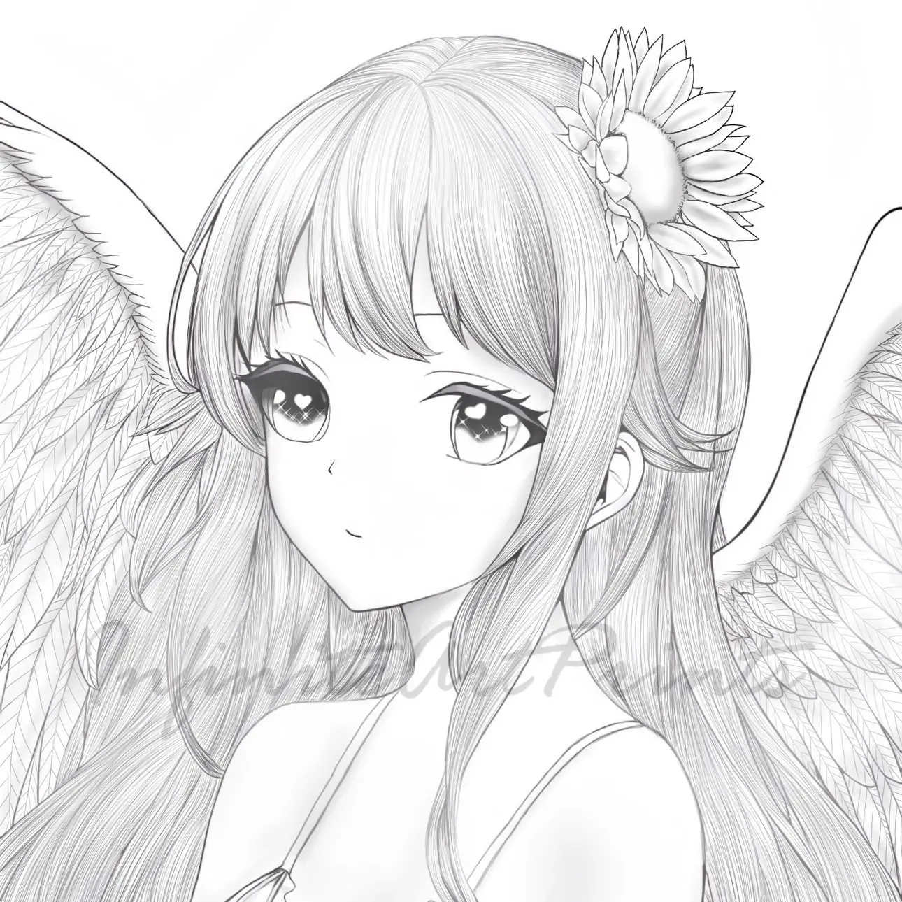 Beautiful Angel Coloring Page, Coloring Book Page