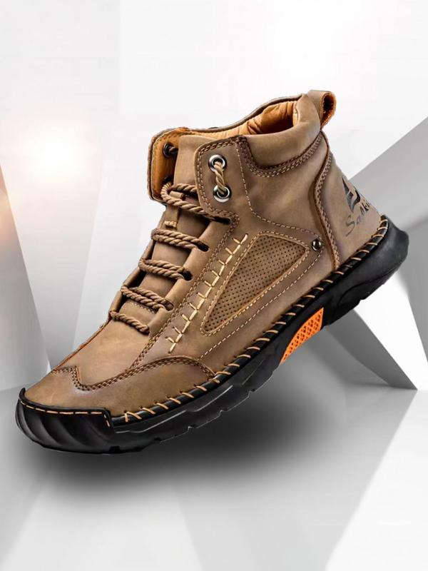 Men's Outdoor Lightweight Hiking Boots, Casual Sporty Lace Up Boots for Outdoor Activities, Fashionable Western Cowboy Style Shoes for Daily Wear