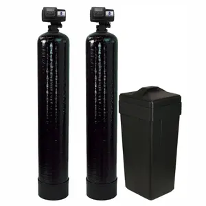 AFWFilters Built Combo Package Backwashing Carbon Filter and Premium Purolite C100E Resin 48k Whole House, On Demand Water Softener and Filter Package with Fleck 5600SXT Control Heads, Pentair Tanks