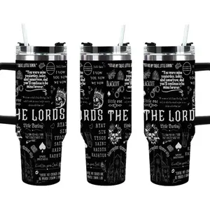 The Lords Dark Romance 40oz Tumbler with Handle, Barrington University Bookish Fan Gift, Ryat Silas Tyson Sin Custom Aesthetic Travel Mug, Little Darling Dark Romance Merchandise, Large Capacity Insulated Water Bottle for Book Lovers