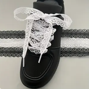 2pcs Lace Shoelaces - Black And White Two-color Lace Shoelaces - For Sneakers & Sports Shoes - Suitable for Everyday Wear