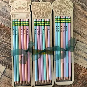 Personalized back to school pencils with wooden holder