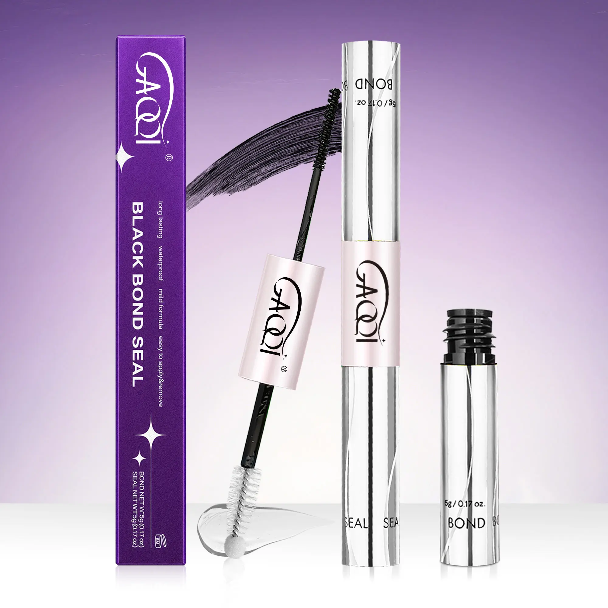 GAQQI [New Upgrade] 2-in-1 Bond & Seal Waterproof Lash Glue, Strong Hold 72H+ Latex-Free Formaldehyde-Free Adhesive for Sensitive Eyes, Cluster Individual Strip Lashes & Extensions
