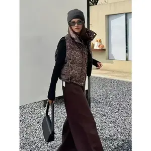 Autumn and Winter New Women's Leopard Print Down Cotton Vest