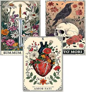Vintage Tarot Card Diamond Painting Kit - Memento Mori Amor Fati Rhinestone Art, Full Drill 3-Pack Decor