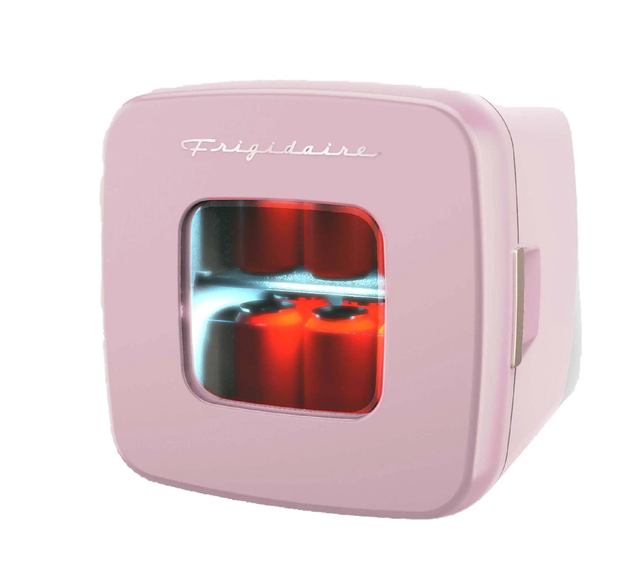 Frigidaire 12 Can Retro Mini Cooler, 9L Portable Beverage Refrigerator with AC/DC Adapters, Skincare Fridge in Pink