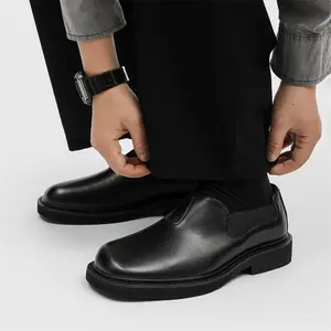 Men's 7cm Invisible Height Increasing Closed Leather Derby Shoes - 2026 New Arrival, Fashion Retro English-Style Thick-Soled Slip-Proof Formal Shoes, Business Casual Footwear for Daily Office Commute, English-Style Formal Shoes