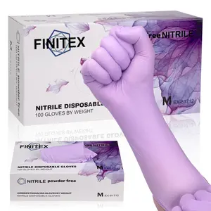 FINITEX 5Mil Purple Nitrile 12 Inch Cleaning Gloves, Extra Strong Thick Waterproof Latex Free Powder Free Disposable Gloves for Cleaning Beauty Food Prep Tattoo Garage Pastel Gloves, Spring Valentine Holiday Love Gifts