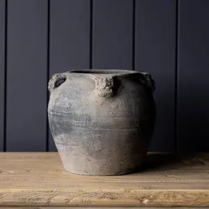 Atelier Vintage Black Grey Pot Vase with Handles
