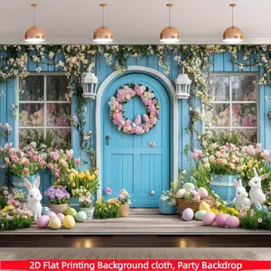 Easter background banner, blue wall floral photography background, holiday party banner, versatile decoration for holiday parties and Easter celebrations, home, garden, studio and outdoor events, home decor, room decoration.