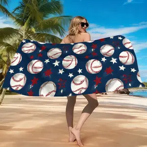 Baseball Pattern Beach Towel, Digital Print Microfiber Super Absorbent Quick Drying Towel, Reusable for Beach, Travel, Swimming