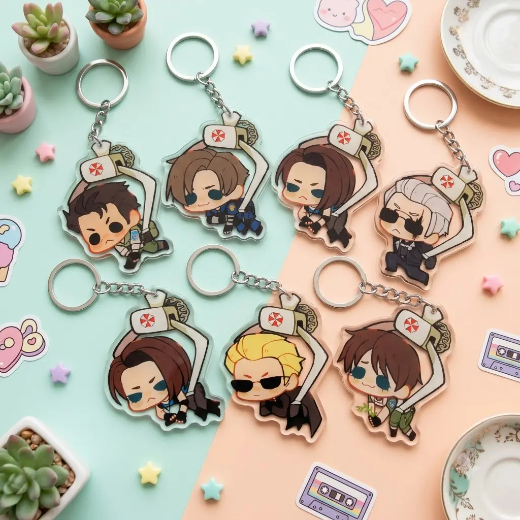 Claw Machine Resident Evil Acrylic Keychain, Horror Character Bag Charm, Gaming Backpack Accessory, Collectible Keychain Gift