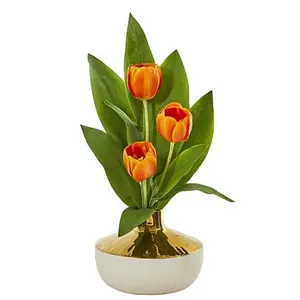 Nearly Natural 18" Tulip Artificial Arrangement in an Elegant Vase