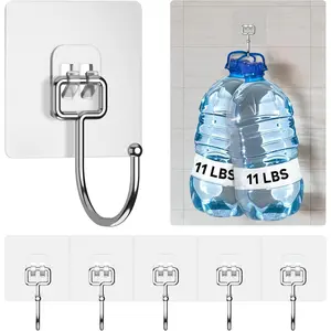 Adhesive Large Wall Hooks for Hanging Heavy Duty 22 lbs Hook for Walls No  (6 Large Hooks)