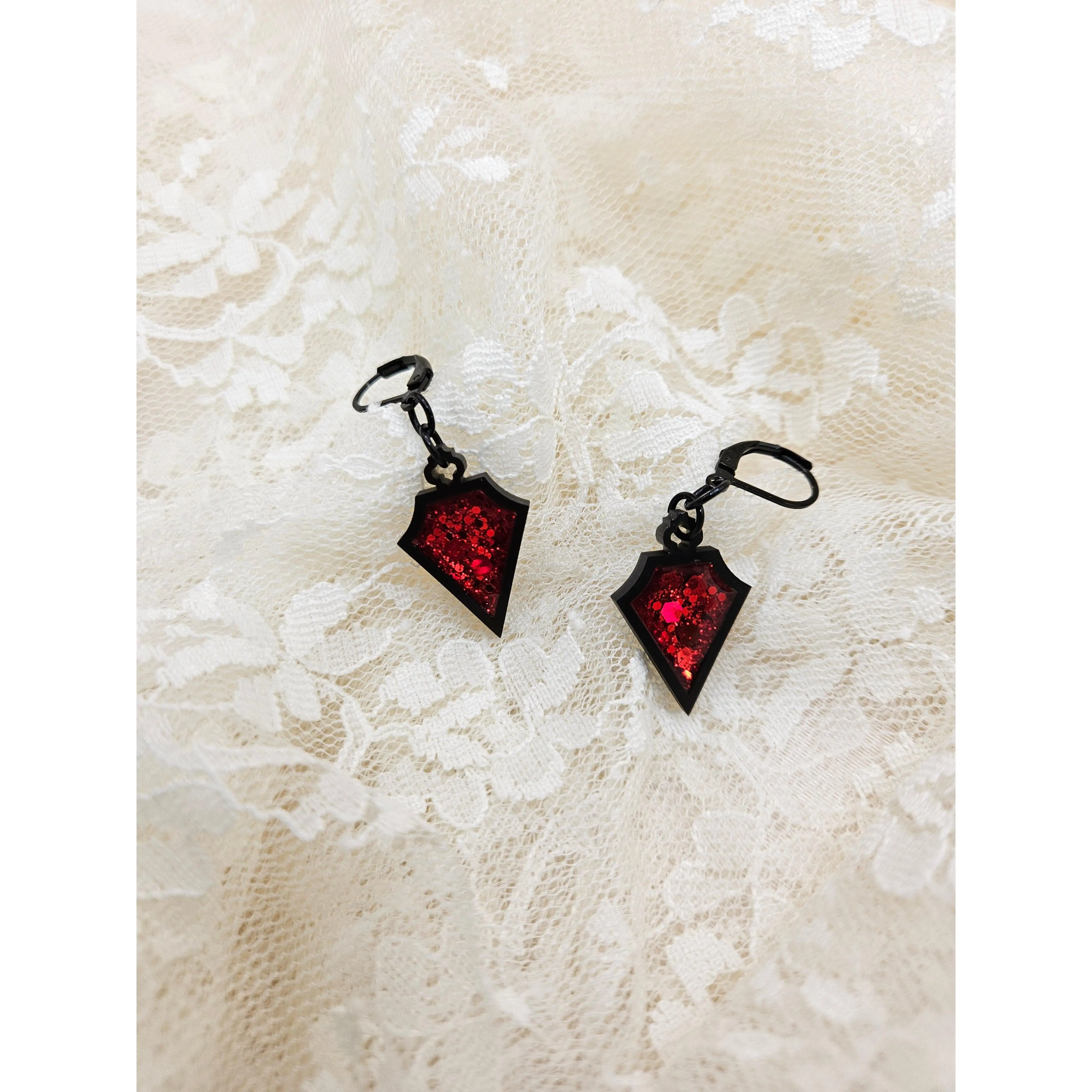Handmade Gothic Resin Dagger Earrings |Glitter|