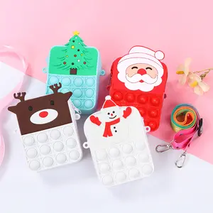 Women's Portable Pop Bubble Crossbody Bag Compact Silicone Fidget Coin Purse with Adjustable Strap for Travel