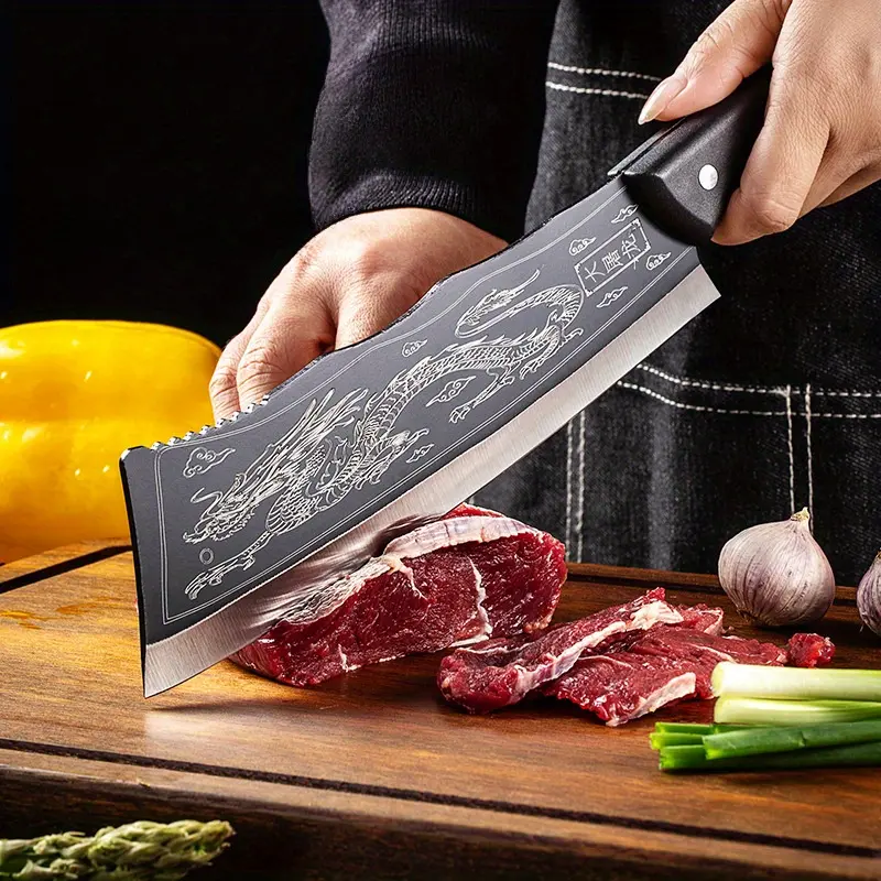 【DealsforYouDays】Dragon Slayer Design, High Carbon Steel  Bone Cutter, Ultra Sharp Butcher Knife, Outdoor Camping & Kitchen Cleaver Kitchenware Cooking
