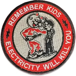 Patches - ️ Remember Kids Electricity Will Kill You Tactical Morale Patch - Reddy Kilowatt Funny Tactical Patches, Embroidered Patch with Hook & Loop, Patches for Backpacks, Military Uniforms, Jeans, Vest & More