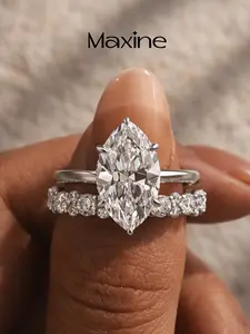 Maxine Women's 2-Piece 3.0ct Marquise Cut 5A Cubic Zirconia Engagement Ring Set - Bridal Wedding Jewelry for Proposal, Anniversary, Engagement Rings