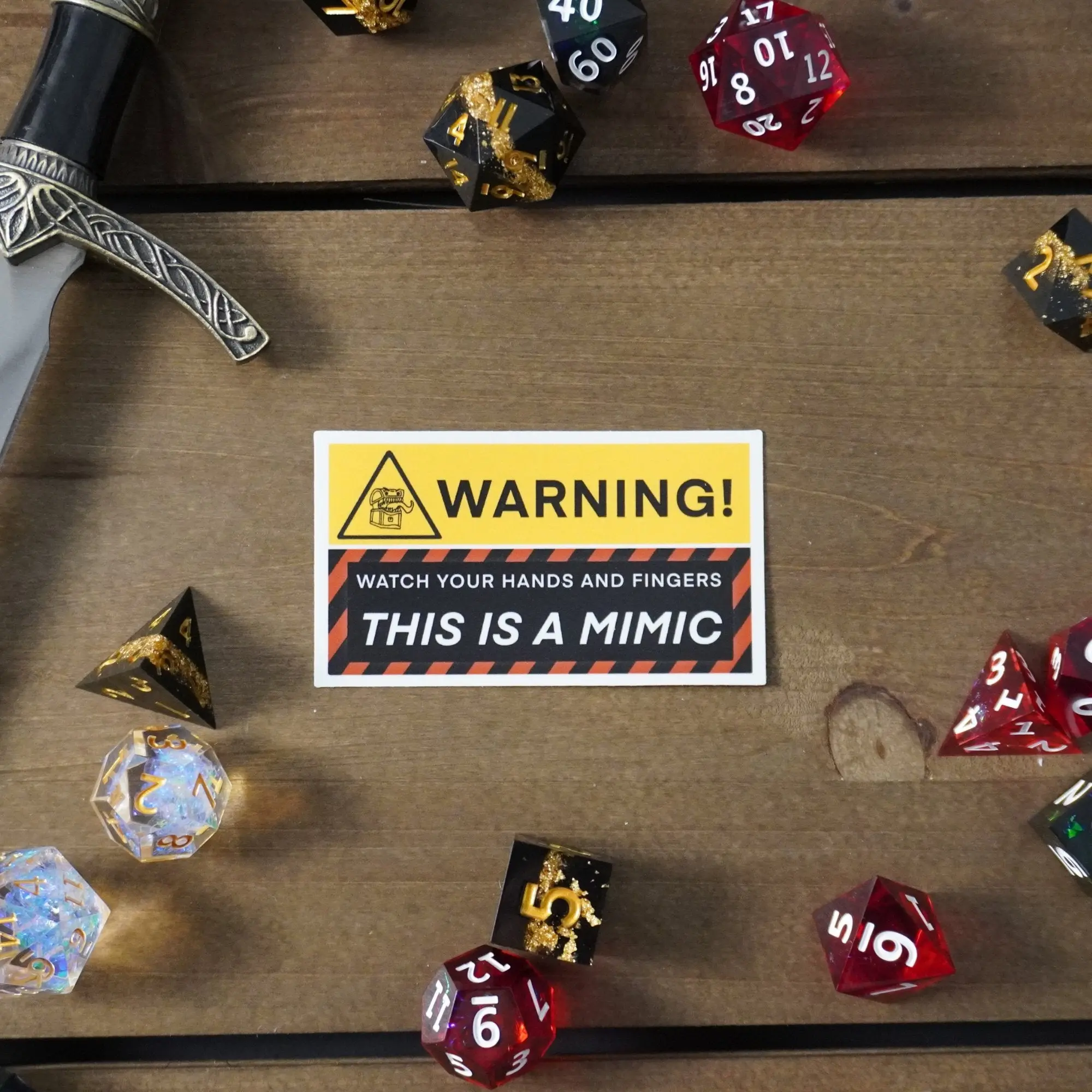 Warning! This is a Mimic Sticker, Waterproof DnD Dungeons and Dragons RPG Funny Joke Stickers Warning! This is a Mimic Sticker, Waterproof DnD Dungeons and Dragons RPG Funny Joke Stickers