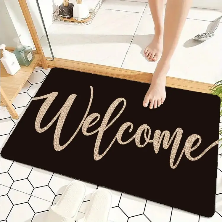 Cute & Unique Black Welcome Doormat - Home Decor Low-Profile Switch Rug, 24"(l)×16"(w)/24x16 inch/32x20 inch/36"(l)×24"(w) for Front Door Indoor Outdoor, Durable