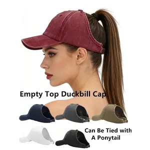 1pc Retro Washed Backless Baseball Cap for Women,Summer Outdoor Sports Ponytails,Stylish and Versatile Sun Hat for Daily Wear